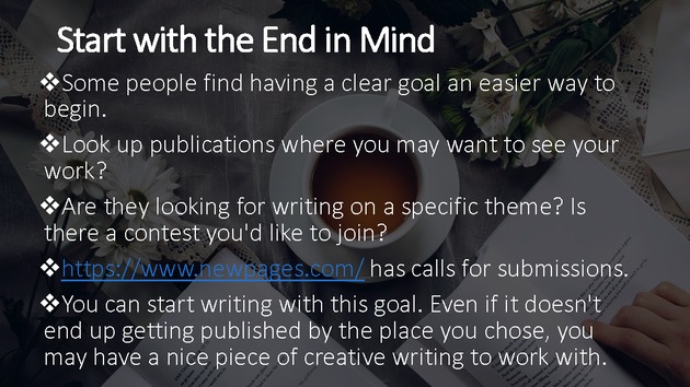 Creative Writing Bootcamp - Start with the End in Mind 1